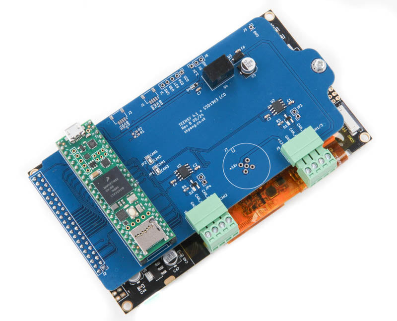 Teensy 4.1 Dual CAN Board with 800x480 5.0" Touch LCD