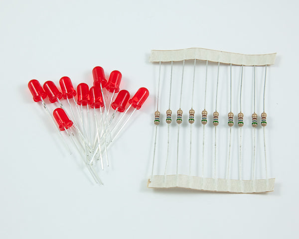 5mm Red LED + Resistor Pack of 10