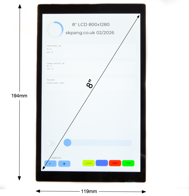 ESP32P4 with 8" 800x1280 IPS LCD,  CAN FD and CAN-Bus