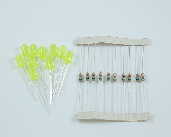 5mm Yellow LED + Resistor Pack of 10