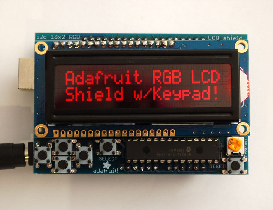 RGB LCD Shield Kit w- 16x2 Character Display - Only 2 pins used!