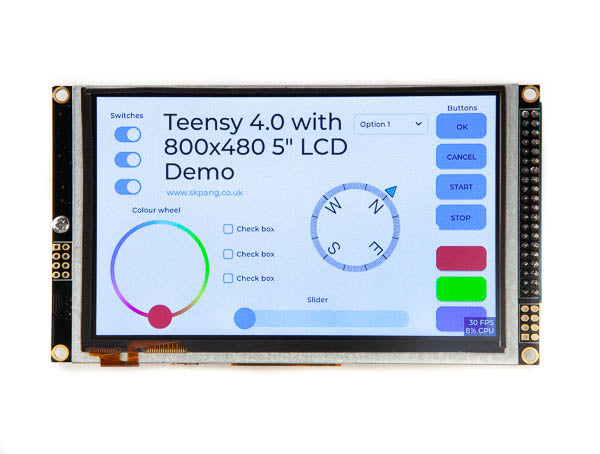 Teensy 4.0 Classic CAN, CAN FD Board with 800x480 5.0" Touch LCD