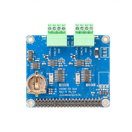 PiCAN FD Duo Board with Real Time Clock for Raspberry Pi