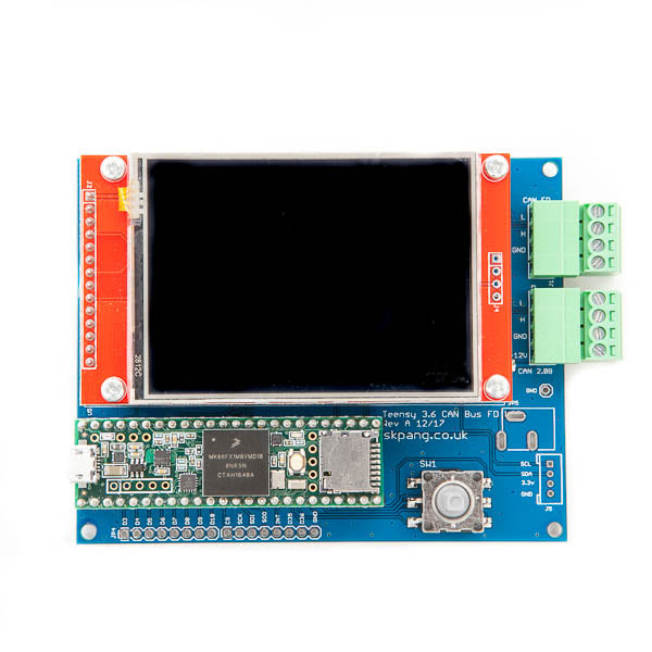 Teensy 3.6 - CAN 2.0B and CAN FD Demo Board with 2.8" LCD