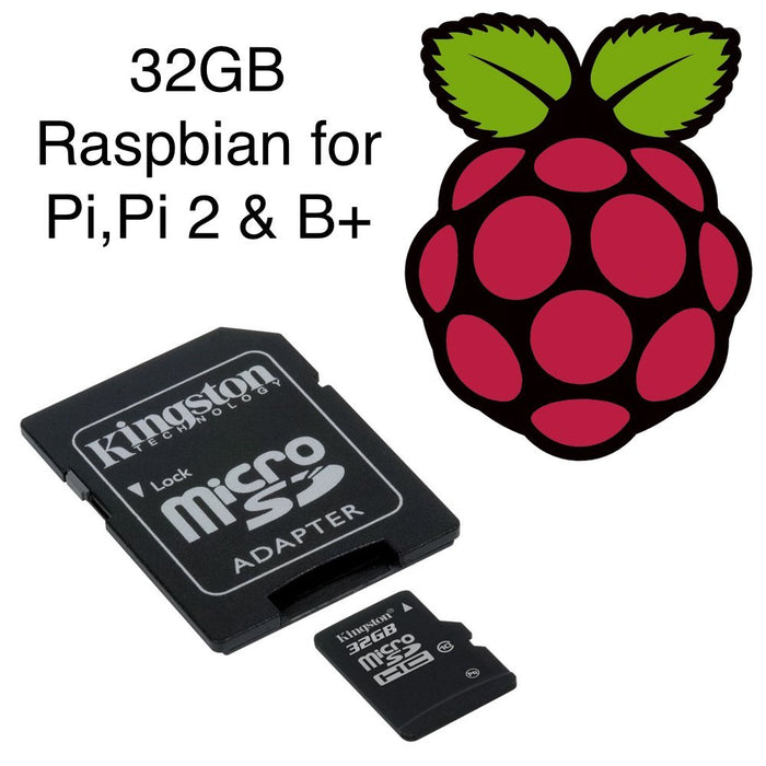 32GB Micro SD card with Raspbian OS for Raspberry Pi Model 3-B+
